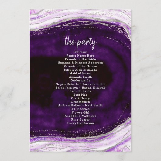 アメジストパープル&シルバーゲ結婚ードの儀式 プログラム (裏面)