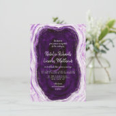 アメジストパープル&シルバーGeode Agateスライス結婚ズ 招待状 (スタンド正面)