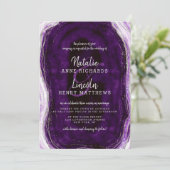 アメジストパープル&シルバーGeode Agateスライス結婚ズ 招待状 (スタンド正面)