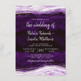 アメジストパープル&シルバーGeode Agate 結婚 Rock's 招待状