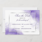 アメジストパープル スクリプト シルバー 招待状 (正面)