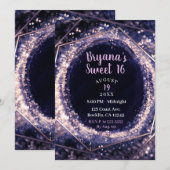 アメジストパープル モダンアブストラクト グラム スイート16 招待状 (正面/裏面)