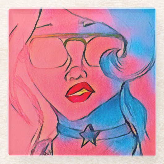 アメジストビーズガラスコースター ガラスコースター (正面)