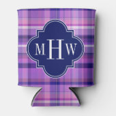 アメジストピンクネイビーウィットマドラスモノグラム 缶クーラー (正面)