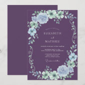 アメジストブーケ・ユーカリの結婚式 招待状 (正面/裏面)