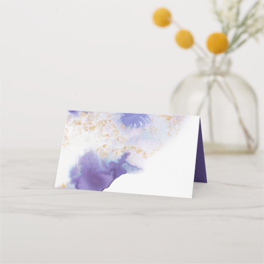 アメジストモダン水彩下出裸足Bride™ プレイスカード (裏面)