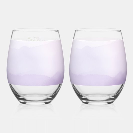 アメジストリリーオンパープルウォーター結婚カラー ステムなしワイングラス (裏面)