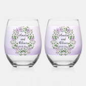 アメジストリリーオンパープルウォーター結婚カラー ステムなしワイングラス (正面)