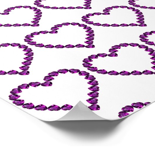 アメジスト宝石ハート紫 ポスター (角)