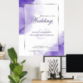 アメジスト抽象芸術結婚のウェルカムサイン ポスター (ホームオフィス)