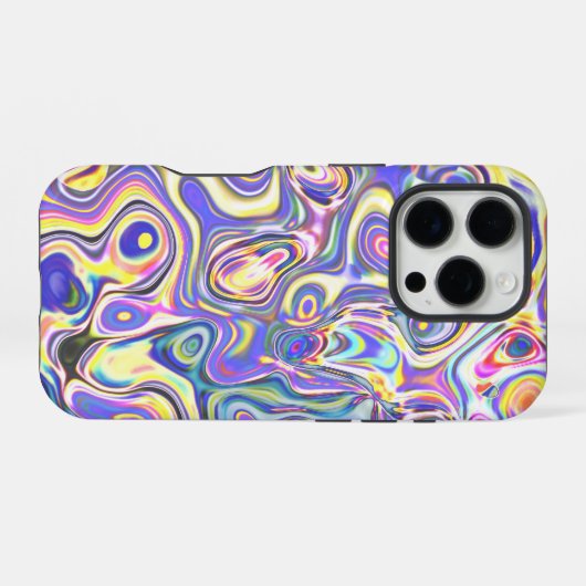 アメジスト数々の色アメーバ模様 iPhoneケース (裏面横)