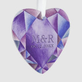 アメジスト水彩ハート33結婚周年記念 オーナメント (正面)