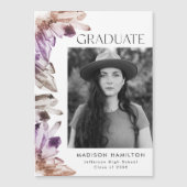 アメジスト水彩結晶フォト卒業 マグネット招待状 (正面)