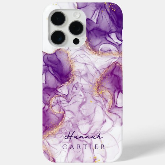 アメジスト王室のゴールドグリッター水の色カスタマイズ可能 Case-Mate iPhoneケース (裏面)