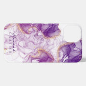 アメジスト王室のゴールドグリッター水の色カスタマイズ可能 iPhone 16ケース (裏面横)