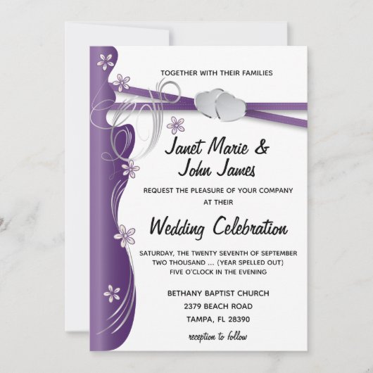 アメジスト紫と銀 招待状 (正面)