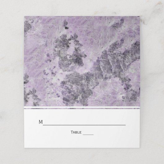 アメジスト紫の大理石結婚の折り畳まれた護衛 プレイスカード (外部開封)