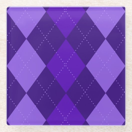 アメジスト紫アーガイル ガラスコースター (正面)