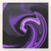 アメジスト紫抽象芸術ハート ガラスコースター (正面)