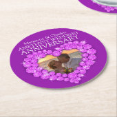 アメジスト結婚記念撮影ハート ラウンドペーパーコースター (アングル)