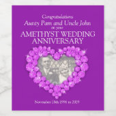 アメジスト結婚記念日のカスタムワインラベル ワインラベル (シングルラベル)