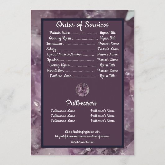 アメジスト結晶の写真と引用文 プログラム (裏面)