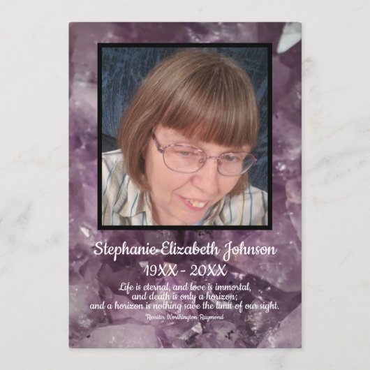 アメジスト結晶の写真と引用文 プログラム (正面)