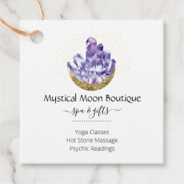 アメジスト結晶クラスター金ゴールド三日月神秘的 フェイバータグ