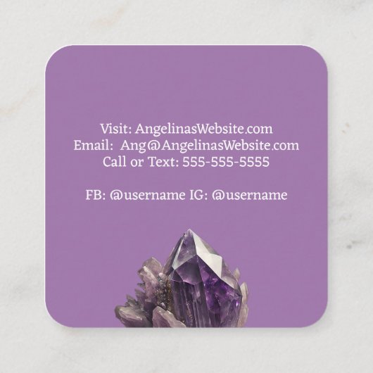 アメジスト結晶クラスター スクエア名刺 (裏面)