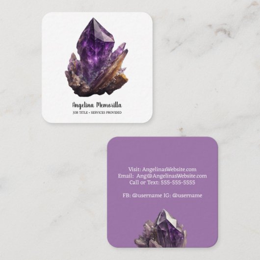 アメジスト結晶クラスター スクエア名刺 (正面/裏面)