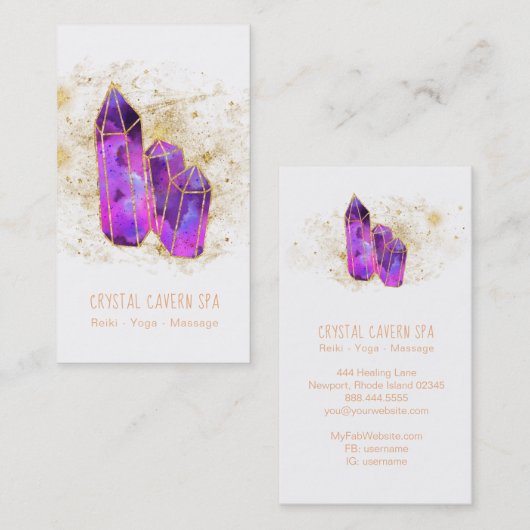 *~*アメジスト結晶宇宙金ゴールドグリッター星 名刺 (正面/裏面)