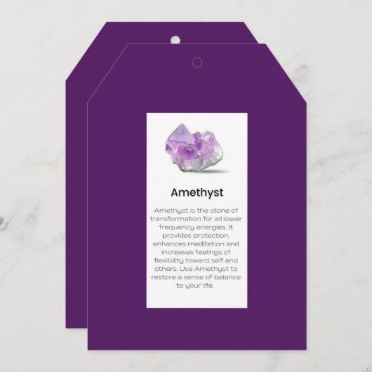 アメジスト結晶意味ジュエリー表示カード サンキューカード (正面/裏面)