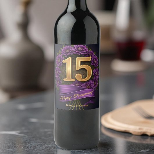 アメジスト菊結婚15周年 ワインラベル