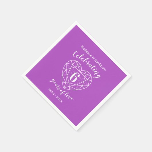 アメジスト記念日6年の愛のナプキン スタンダードカクテルナプキン (角)
