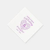 アメジスト記念日6年ホワイトパープルカスタム スタンダードカクテルナプキン (角)