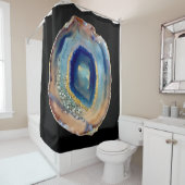 アメジスト金ゴールドブルーネーヴアゲート抽象芸術グリッター シャワーカーテン (インサイチュ)
