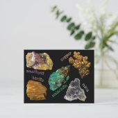 アメジスト銅マラカイトバーライトマイカ鉱物db2 ポストカード (スタンド正面)