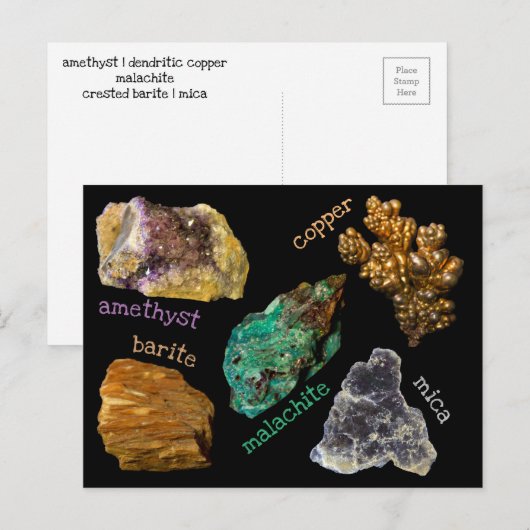 アメジスト銅マラカイトバーライトマイカ鉱物db2 ポストカード (正面/裏面)