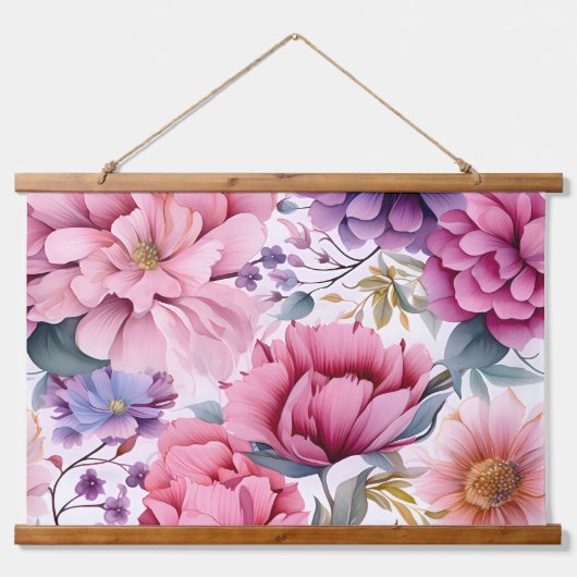 アメジスト開花ラプソディボタニカル 吊り下げ型タペストリー (正面)