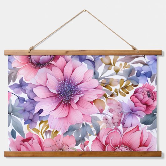 アメジスト開花ラプソディボタニカル 吊り下げ型タペストリー (正面)