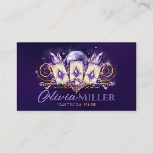 アメジスト魔法- Oracle Cards、Ball and Crystals 名刺 (正面)