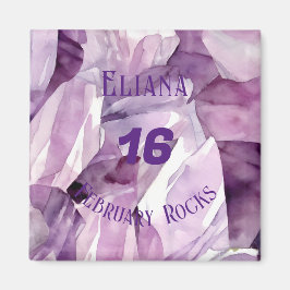 アメジスト2月誕生日記念日カスタム マグネット