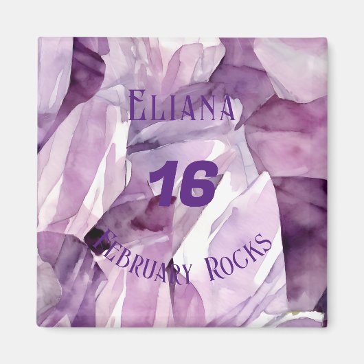 アメジスト2月誕生日記念日カスタム マグネット (正面)