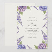 アメジスト+アジサイ+藤の結婚式 招待状 (正面/裏面)