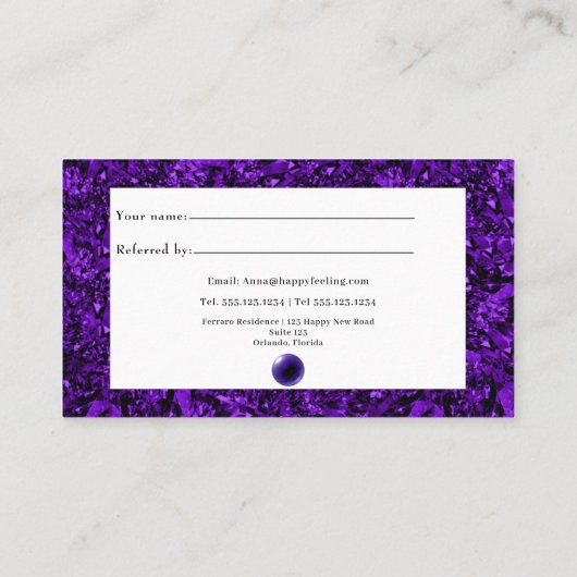 アメジスト&アメジストクリスタルボール精神培地 紹介カード (裏面)