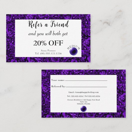 アメジスト&アメジストクリスタルボール精神培地 紹介カード (正面/裏面)