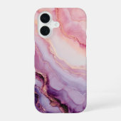 アメジスト・エクラ - 高級感あふれるパープルとピンクの大理石 iPhone 16ケース (裏面)