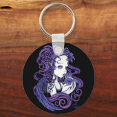 「アメジスト」クリスタルボールエンジェルアートキーチェーン キーホルダー (正面)