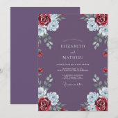 アメジスト+クリムゾン+リーフ ウェディング 招待状 (正面/裏面)