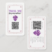 アメジスト ハート ローズクォーツ 水晶 ソーシャルメディア QR 名刺 (正面/裏面)